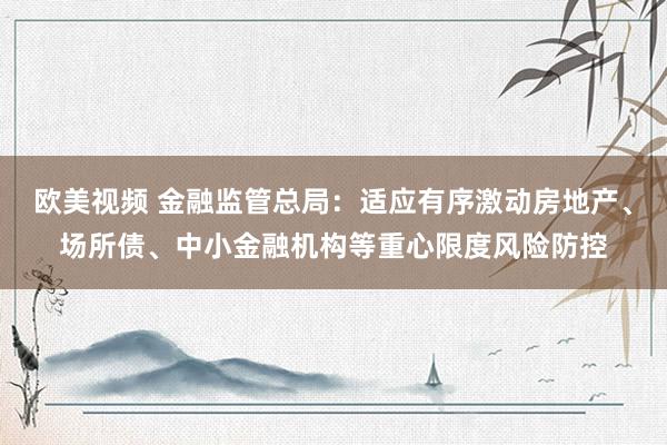 欧美视频 金融监管总局：适应有序激动房地产、场所债、中小金融机构等重心限度风险防控