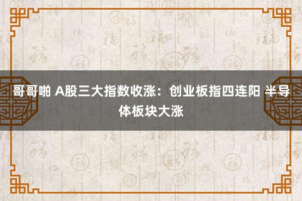 哥哥啪 A股三大指数收涨：创业板指四连阳 半导体板块大涨