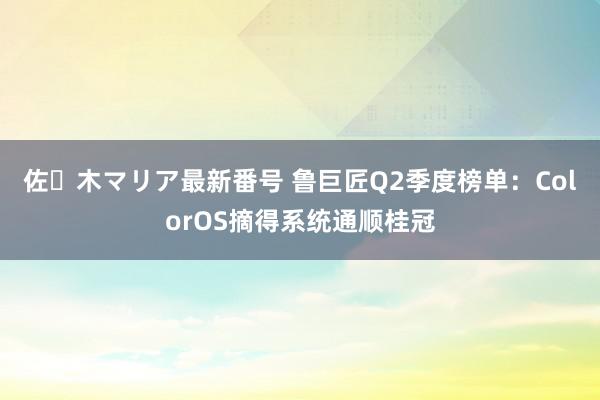 佐々木マリア最新番号 鲁巨匠Q2季度榜单：ColorOS摘得系统通顺桂冠