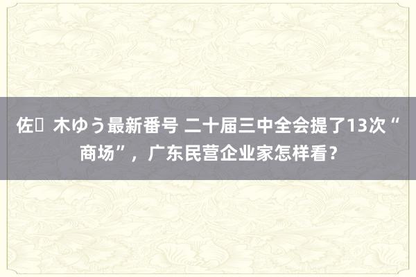 佐々木ゆう最新番号 二十届三中全会提了13次“商场”，广东民营企业家怎样看？