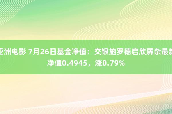 亚洲电影 7月26日基金净值：交银施罗德启欣羼杂最新净值0.4945，涨0.79%