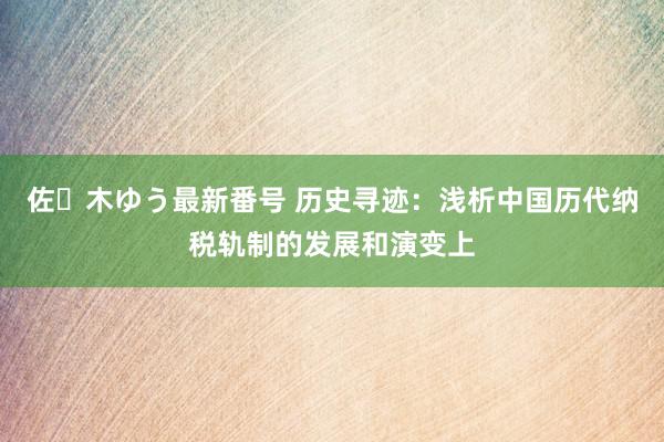 佐々木ゆう最新番号 历史寻迹：浅析中国历代纳税轨制的发展和演变上