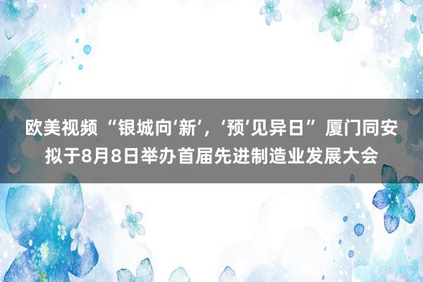 欧美视频 “银城向‘新’，‘预’见异日” 厦门同安拟于8月8日举办首届先进制造业发展大会