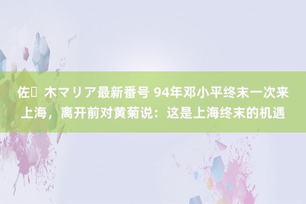 佐々木マリア最新番号 94年邓小平终末一次来上海，离开前对黄菊说：这是上海终末的机遇