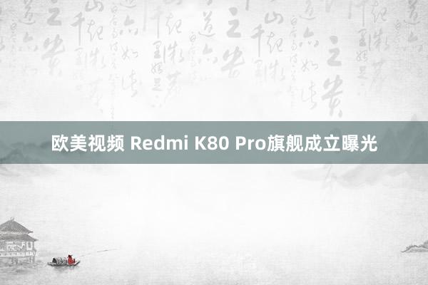 欧美视频 Redmi K80 Pro旗舰成立曝光