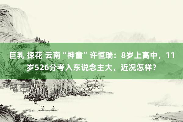 巨乳 探花 云南“神童”许恒瑞：8岁上高中，11岁526分考入东说念主大，近况怎样？